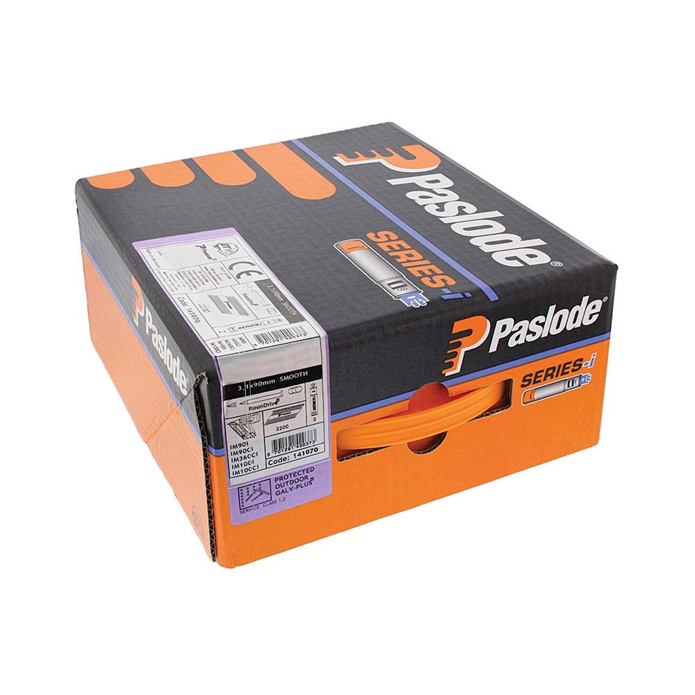 Paslode IM360Ci Nails & Fuel Cells Trade Pack - Plain Shank - Galvanised + - 141070 - 3.1 x 90/2CFC - 2200 Box