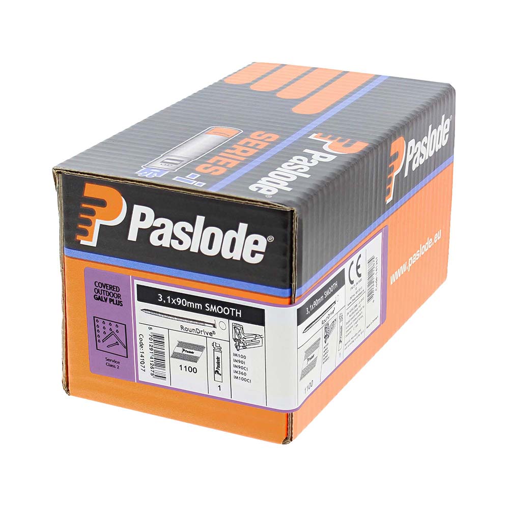 Paslode IM360Ci Nails & Fuel Cells Retail Pack - Plain Shank - Galvanised + - 141077 -3.1 x 90/1CFC - 1100 Box