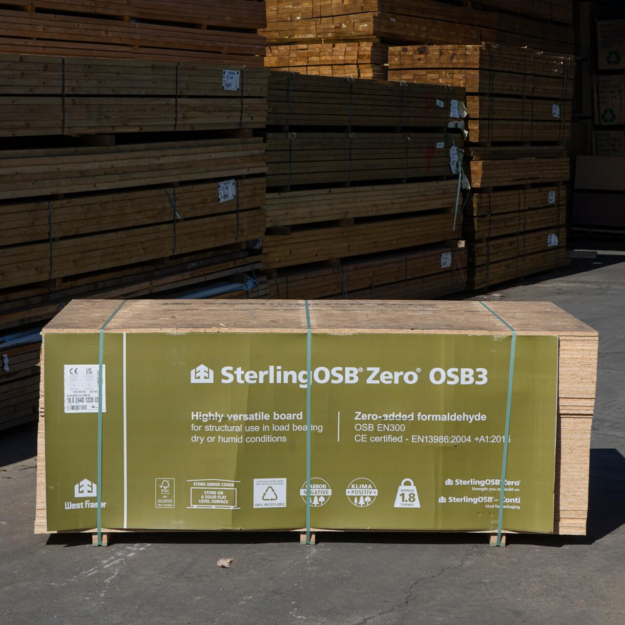 18mm SterlingOSB Zero OSB3 Board 2440mm x 1220mm (8′ x 4′)