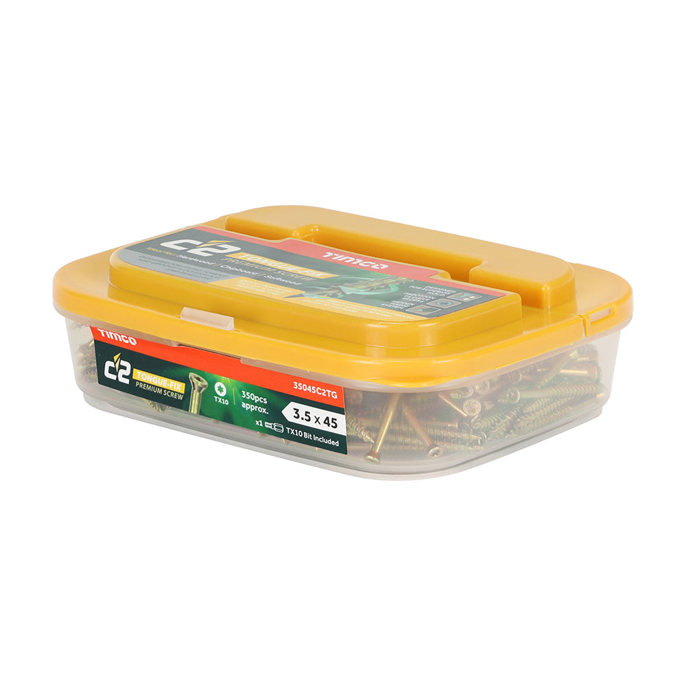 C2 Tongue-Fix - TX - Reduced Countersunk - Twin-Cut - Yellow - 3.5mm x 45mm - 350 Pack