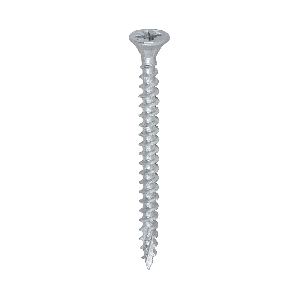 C2 Exterior Strong-Fix - PZ - Double Countersunk with Ribs - Twin-Cut - Silver - 4.0mm x 50mm - 200 Pack