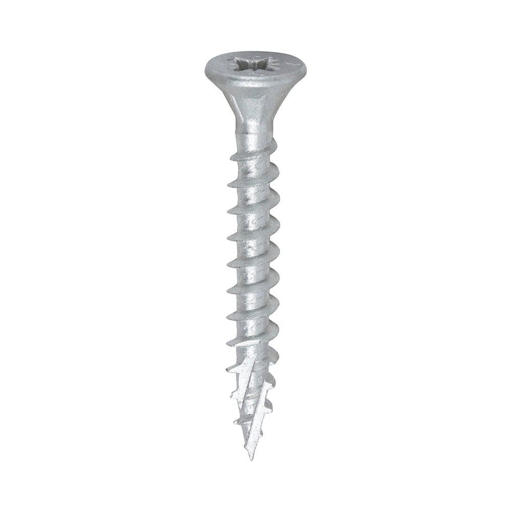 C2 Exterior Strong-Fix - PZ - Double Countersunk with Ribs - Twin-Cut - Silver - 5.0mm x 40mm - 200 Pack