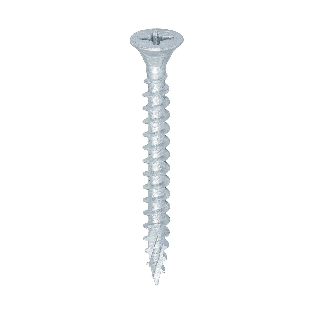 C2 Exterior Strong-Fix - PZ - Double Countersunk with Ribs - Twin-Cut - Silver - 5.0mm x 50mm - 200 Pack