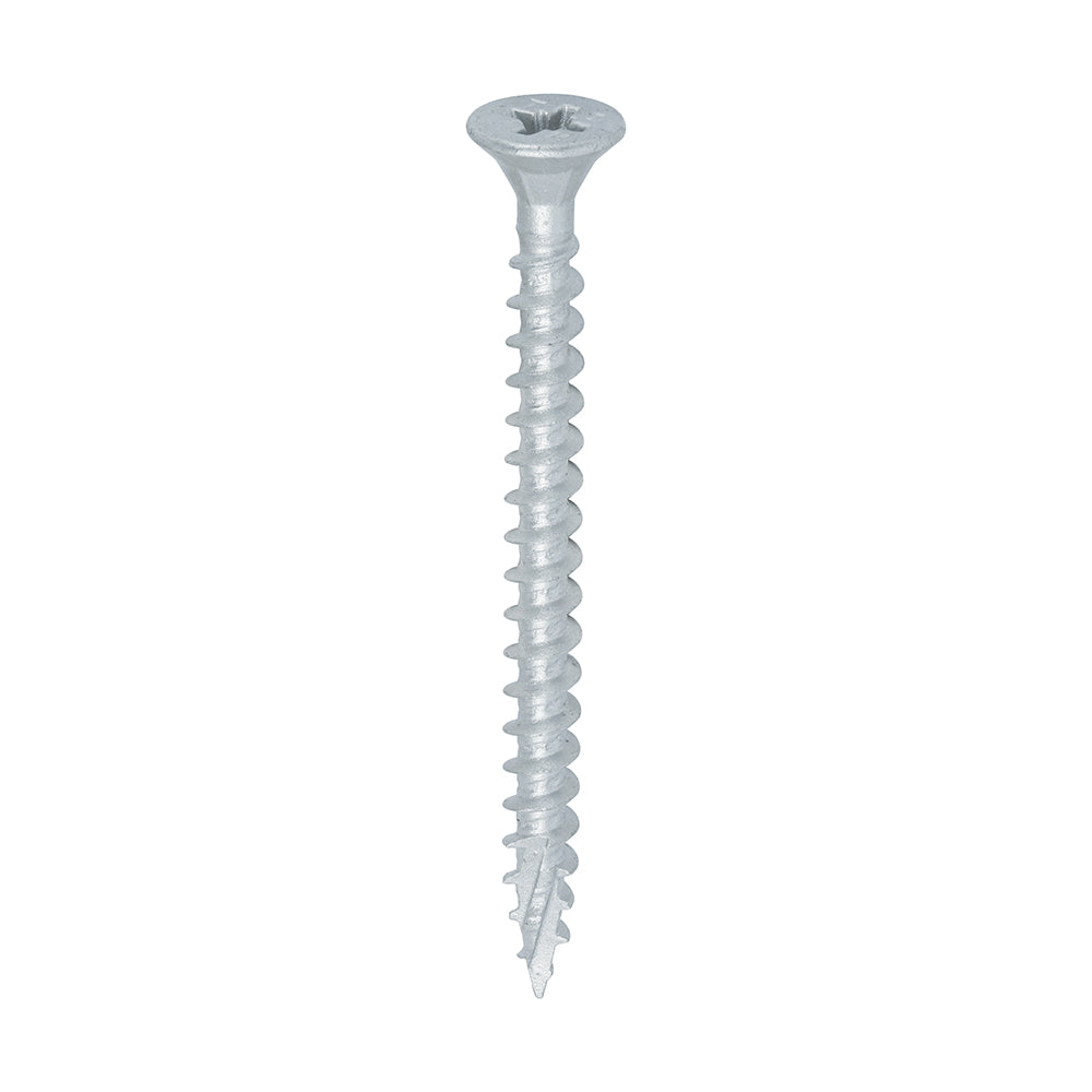 C2 Exterior Strong-Fix - PZ - Double Countersunk with Ribs - Twin-Cut - Silver -  5.0mm x 60mm - 200 Pack