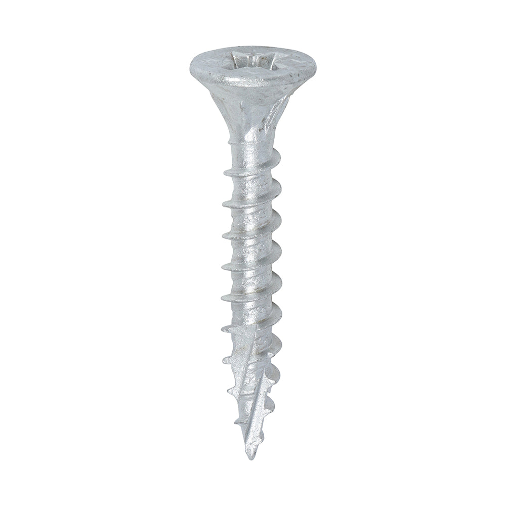 C2 Exterior Strong-Fix - PZ - Double Countersunk with Ribs - Twin-Cut - Silver - 6.0mm x 40mm - 200 Pack